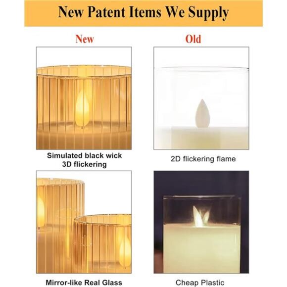 Glass LEDFlameless Candles BatteryOperated with RemoteControl,Flickering Candles - Picture 4 of 7